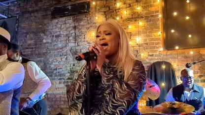 wedding band singing at wedding reception